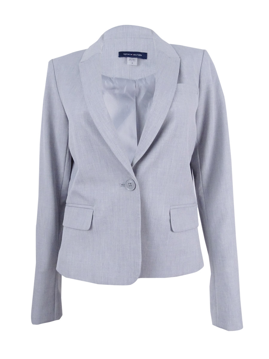 Tommy Hilfiger Women's One-Button Blazer (4, Light Grey) | eBay